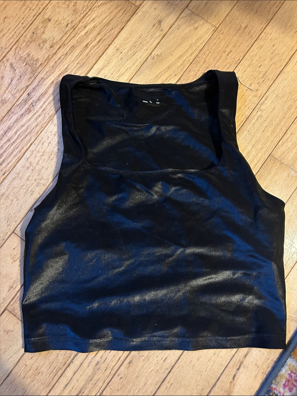 Beyond Yoga Black Shiny Square-Neck Crop Top